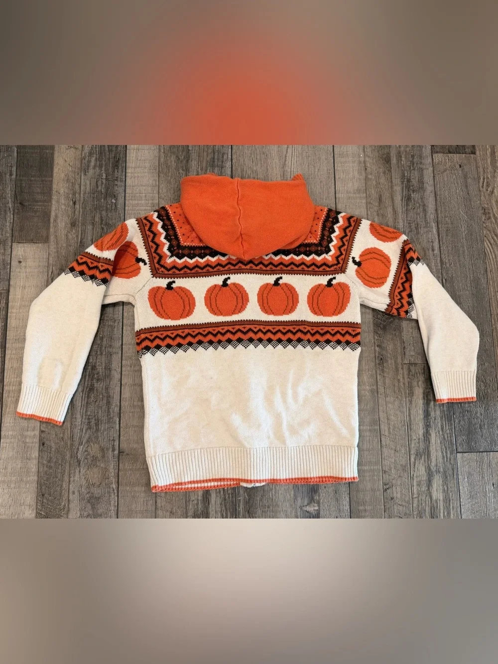 🎃 Gymboree Orange Pumpkin Hooded Kids Sweater. Size 7